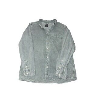 Zara Faded Denim Shirt Jacket Men's Size L Green Over-shirt Shacket Casual